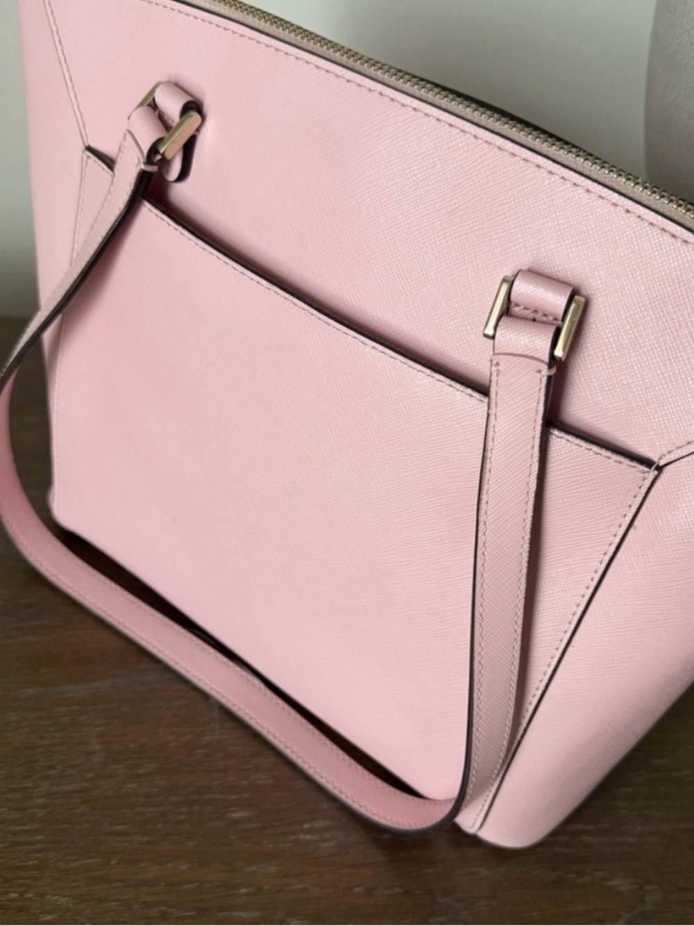 kate spade Blush Pink Saffiano Tote with Gold Hardware